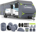 600D Oxford Waterproof Rip-Stop RV Cover 24-27ft with 4 Tire Covers F9411