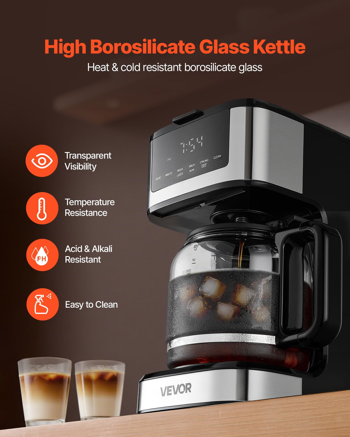 12 Cup Programmable Drip Coffee Maker with Touch Screen I7617