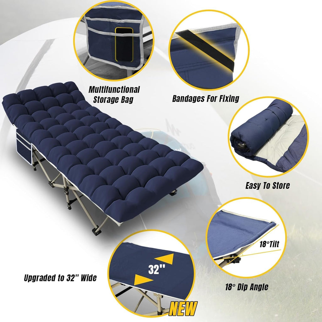 Folding Camping Cot Bed 32" Wide Oxford J539378