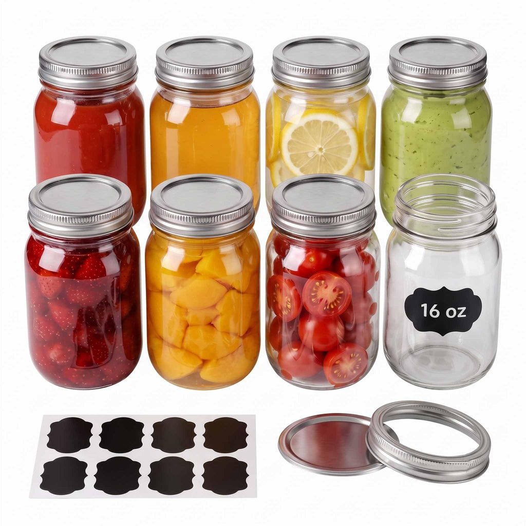 16 oz 8 Pack Clear Glass Jars S554554