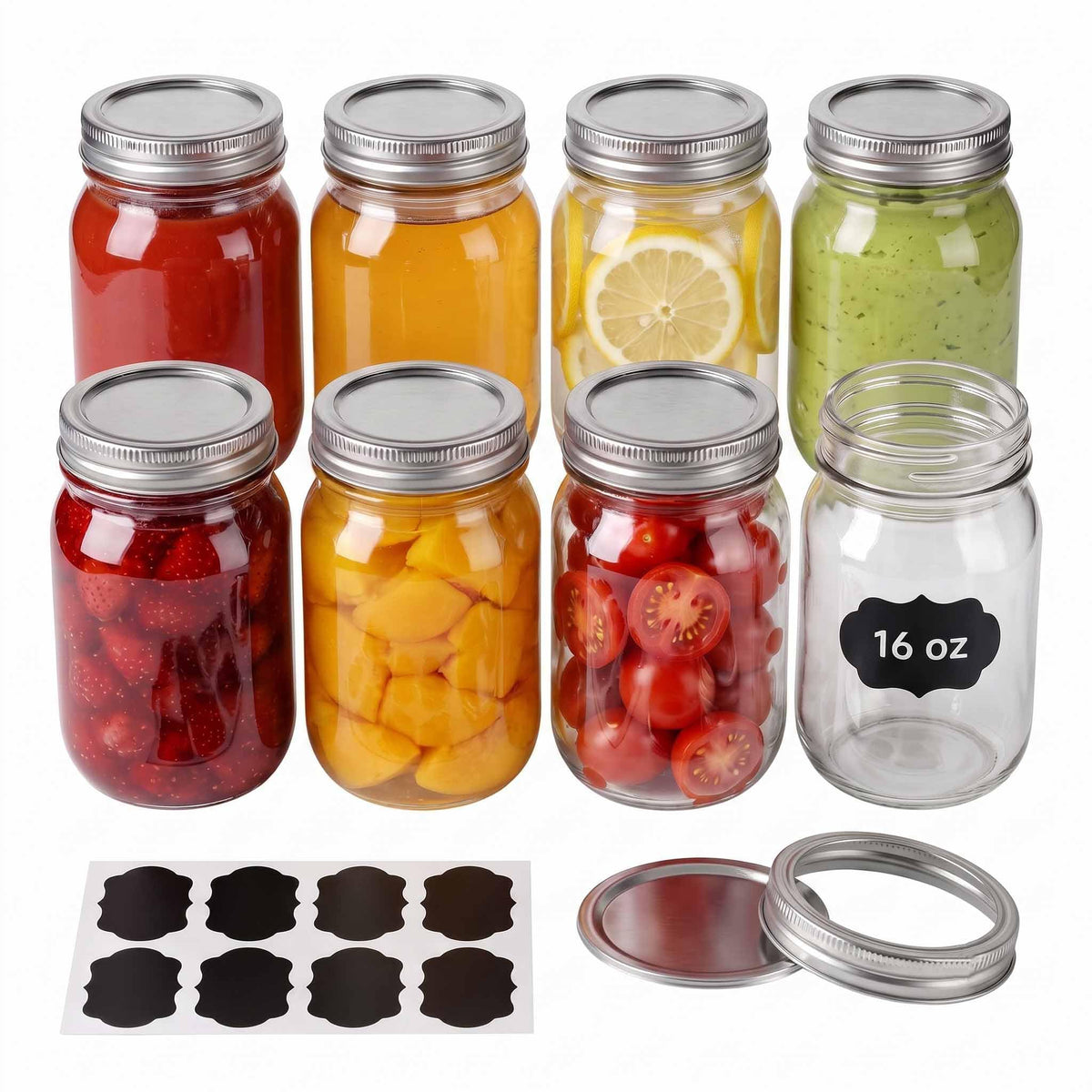 16 oz 8 Pack Clear Glass Jars S554554