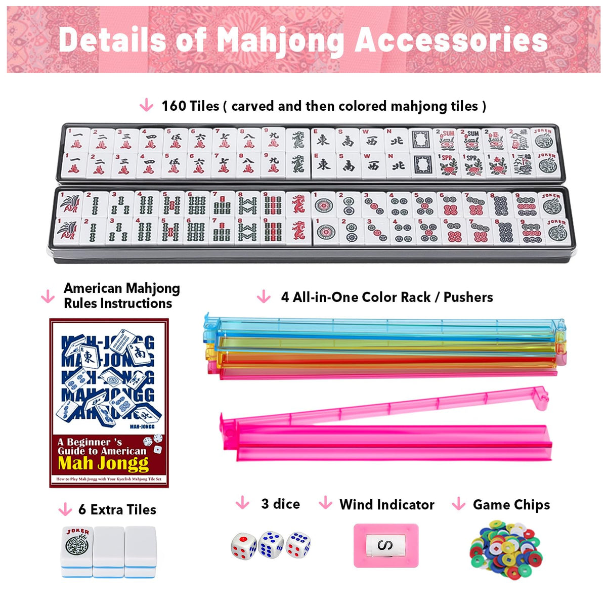 American Mahjong Set with 166 Blue Tiles and Racks Y95588