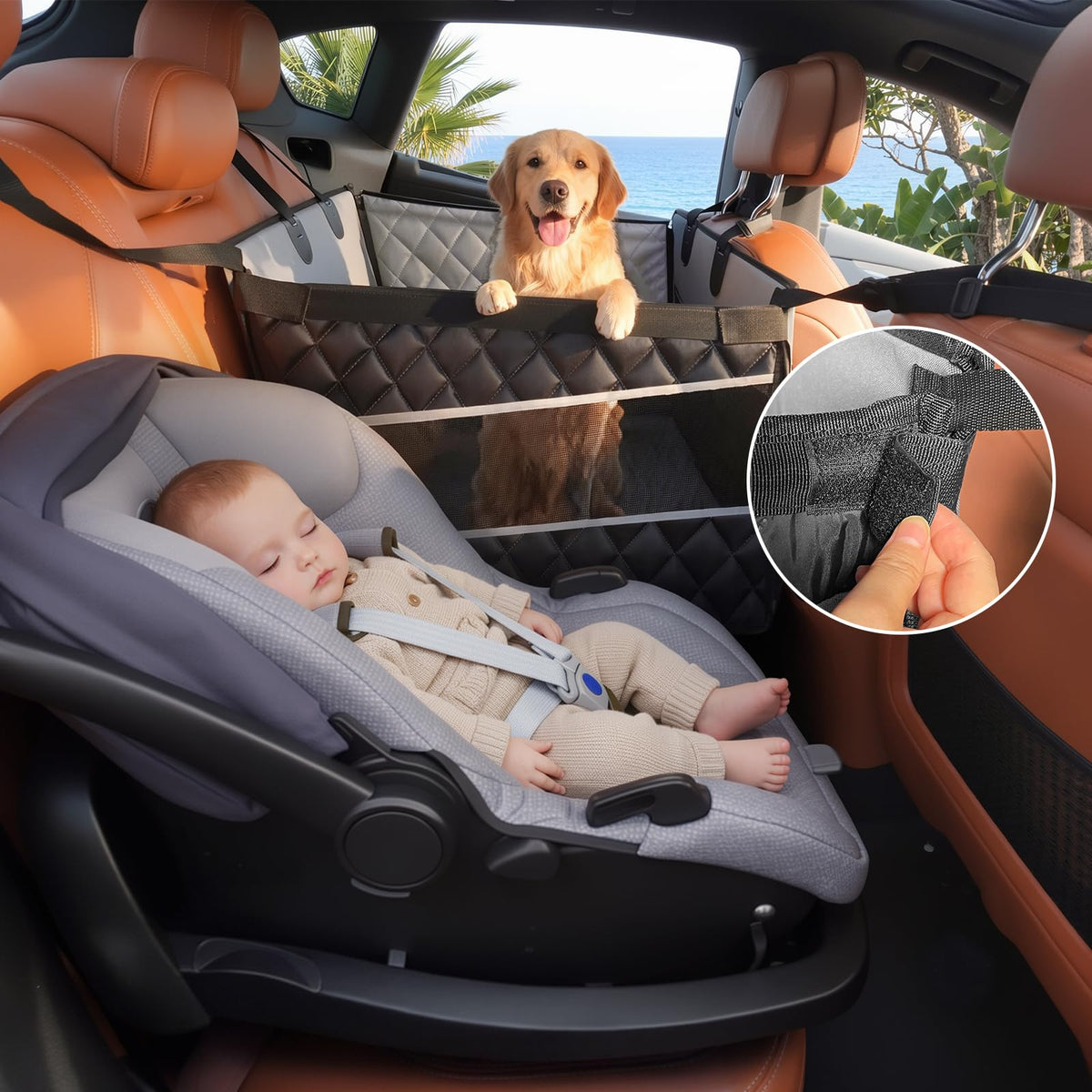 Waterproof Dog Car Seat with Storage Pocket T481
