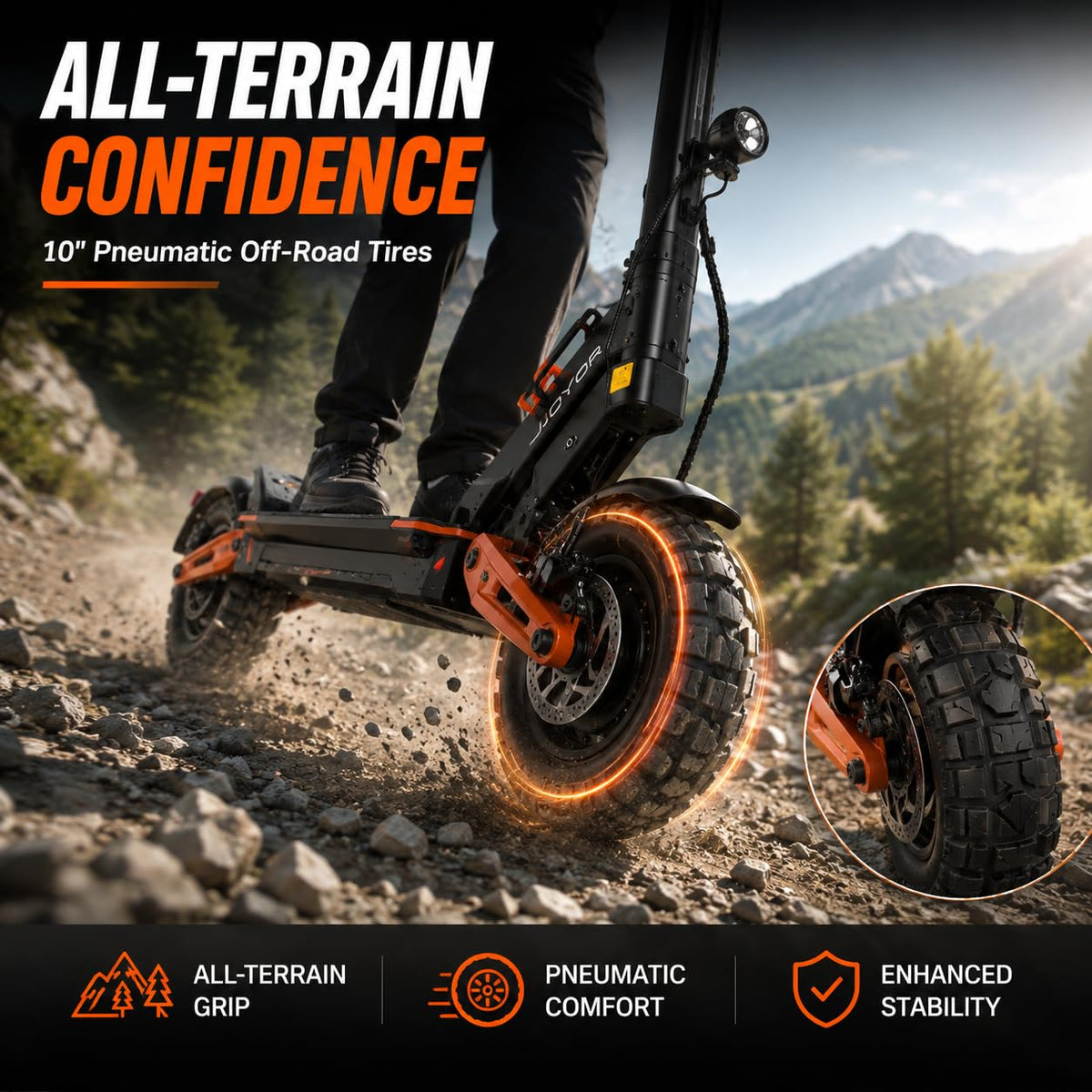 5600W Motor 46 MPH 27Ah Battery 10" Off Road Foldable Electric Scooter L33564