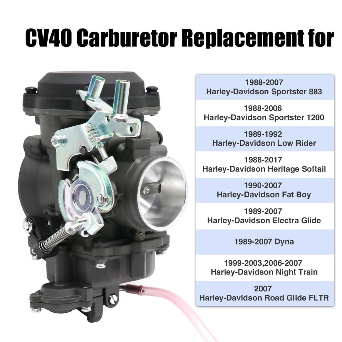 CV40 Carburetor Replacement with Starter Valve Set Main Jets Slow Jets Air Fuel Mixture Screw Kit O8145
