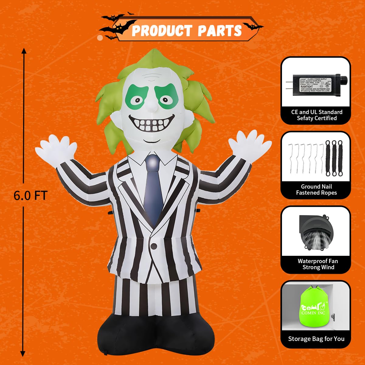 6 FT Halloween Inflatables with Built-in LEDs B335