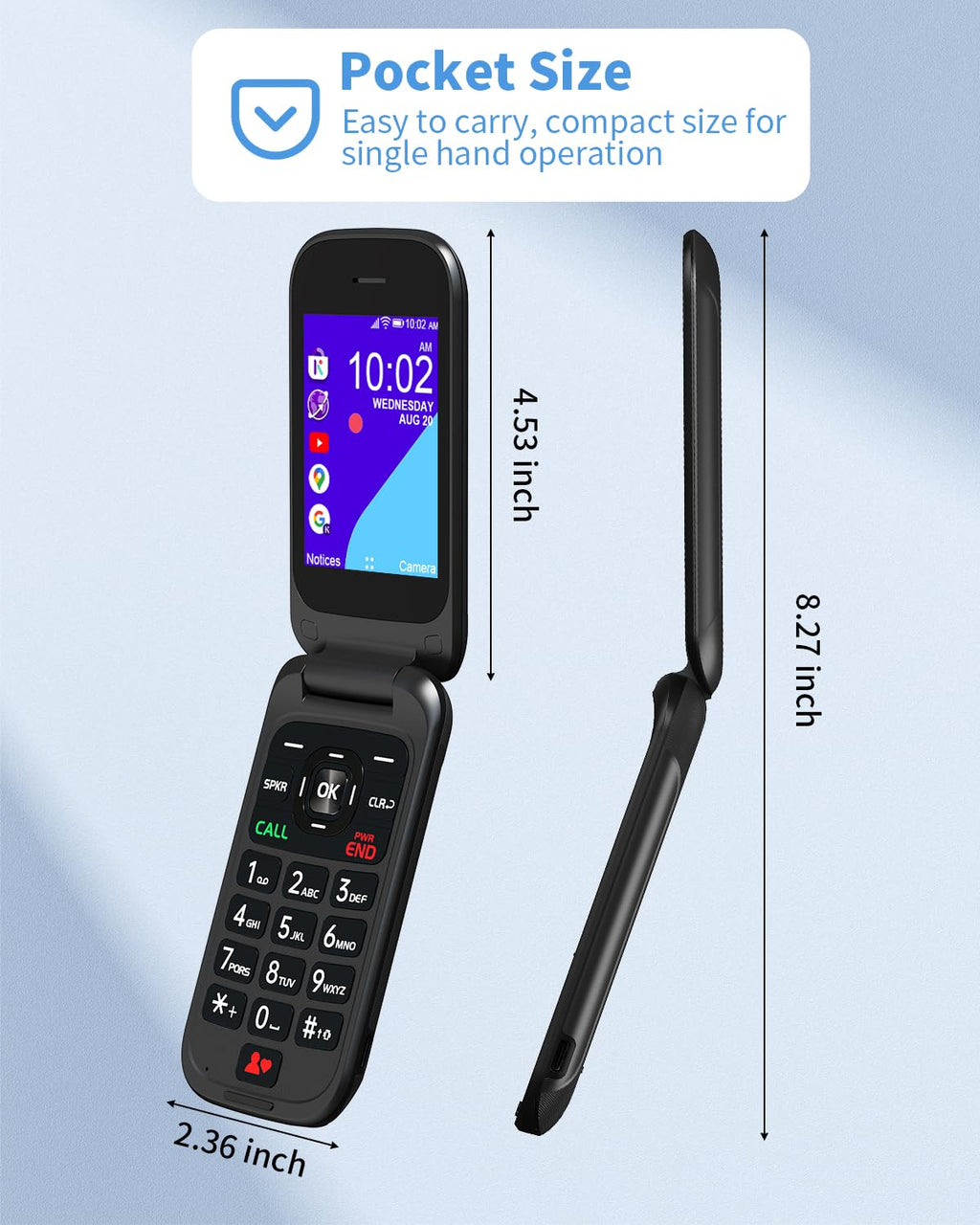 Unlocked 4G Flip Phone with Dual Screen U6025