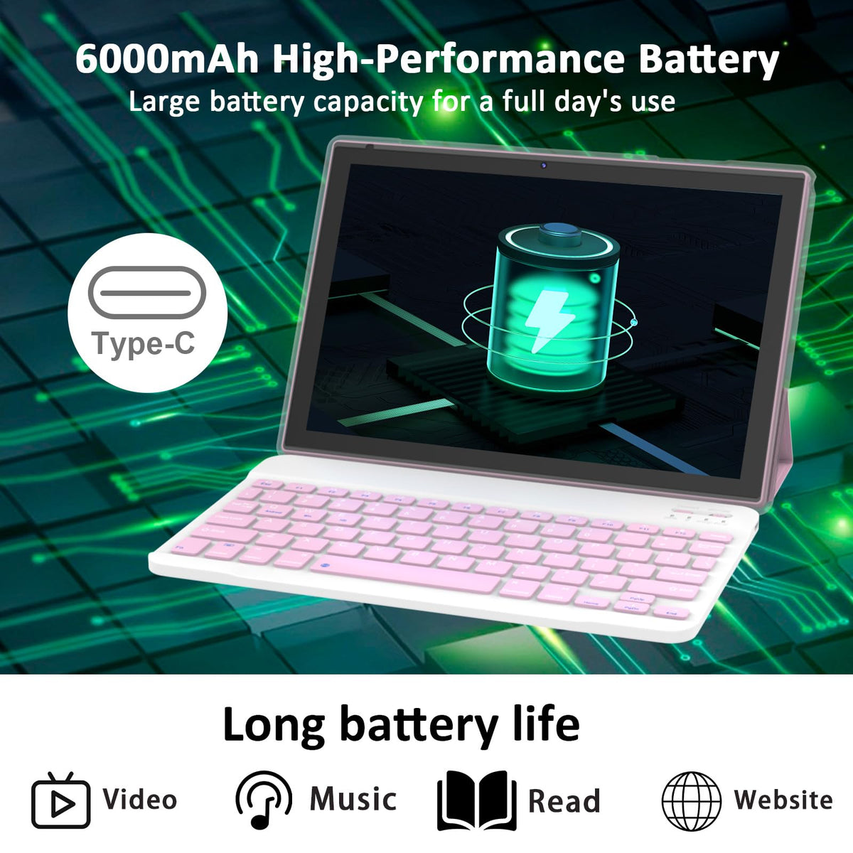 Android 16 10 Inch Tablet 12GB RAM 64GB ROM Pink G86494