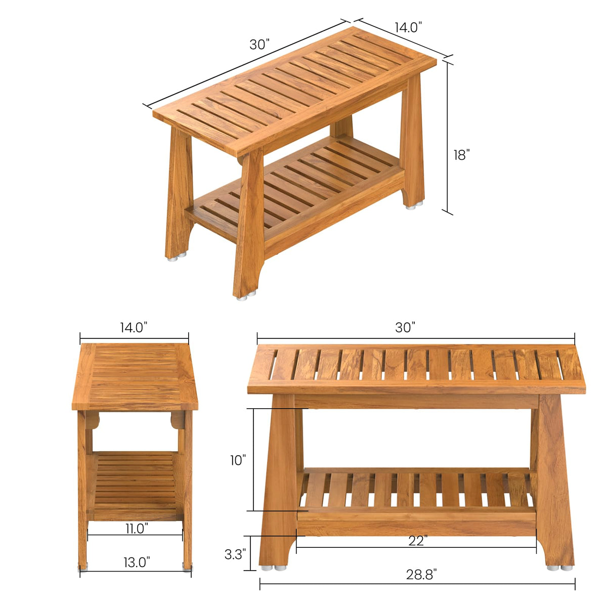 30" Teak Shower Bench R2337