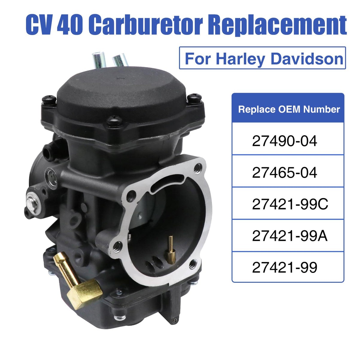CV40 Carburetor Replacement with Starter Valve Set Main Jets Slow Jets Air Fuel Mixture Screw Kit O8145