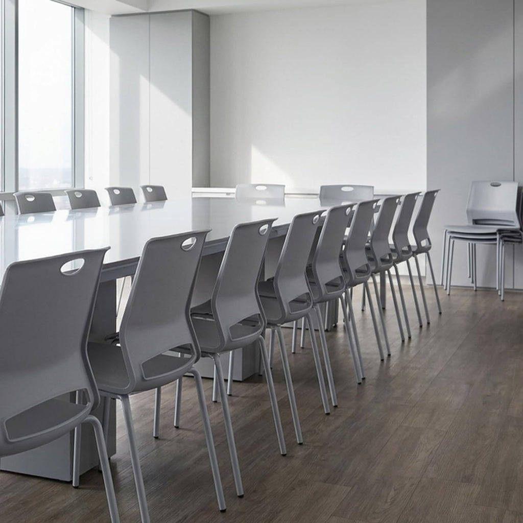 Grey Stack Chairs Set of 4 with Metal Legs F9678