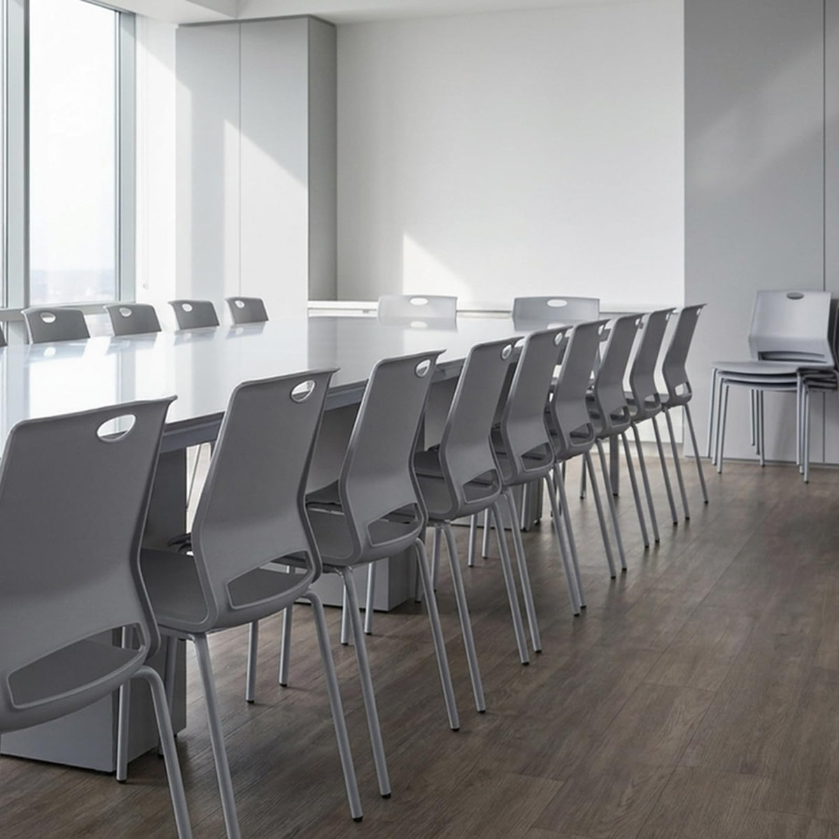 Grey Stack Chairs Set of 4 with Metal Legs F9678