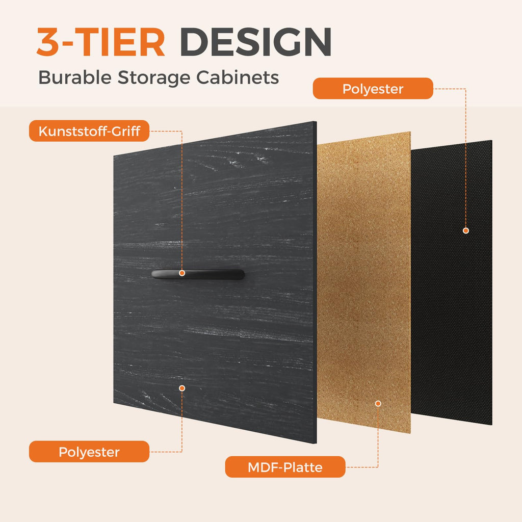 Black 8 Drawer Fabric Dresser F7366