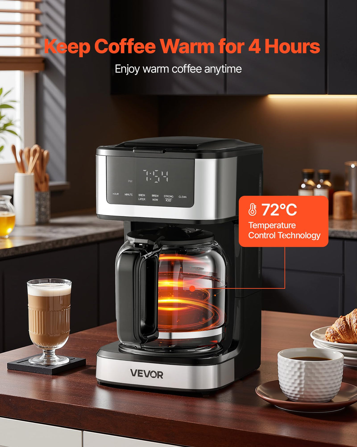 12 Cup Programmable Drip Coffee Maker with Touch Screen I7617