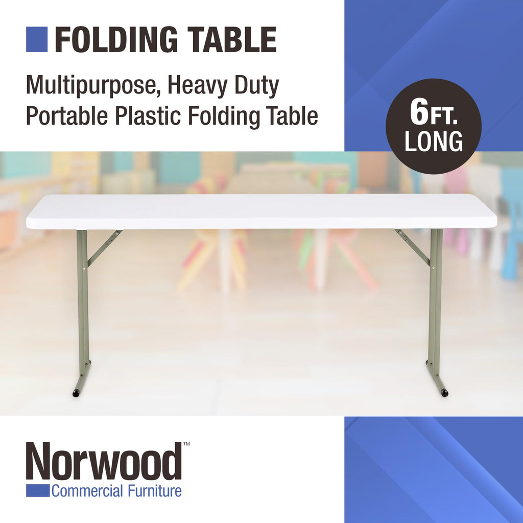 White Rectangular Blow-Molded Plastic Folding Training Table Z83087