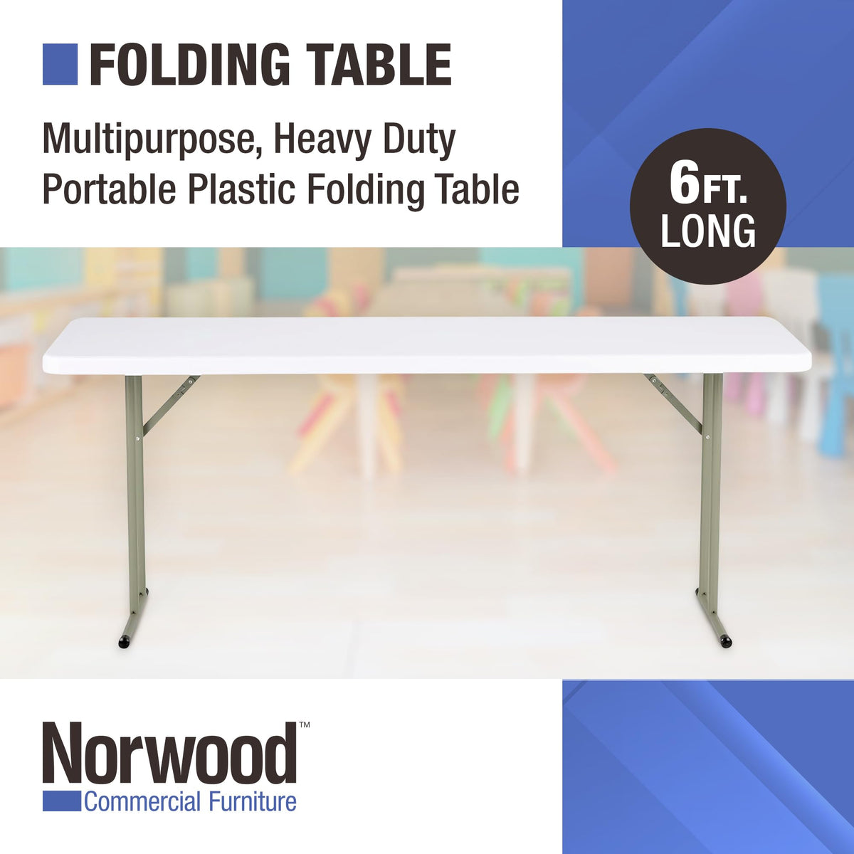 White Rectangular Blow-Molded Plastic Folding Training Table Z83087