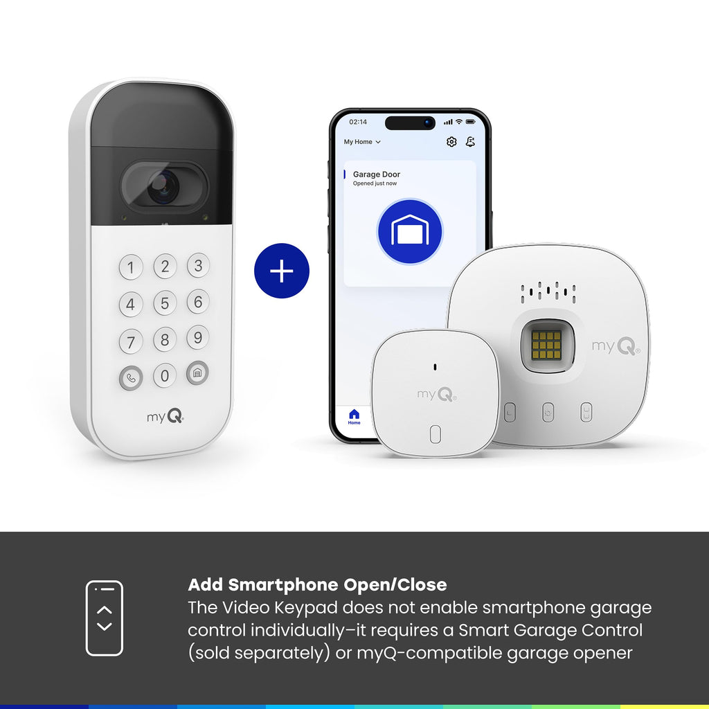 Smart Garage Door Video Keypad with Wide-Angle Camera, White P2783