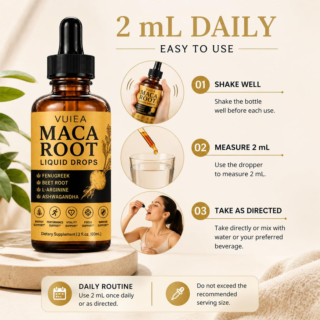 Maca Root Liquid Supplement with Ashwagandha, Fenugreek, Beet Root & L-Arginine, 2 fl oz C819551