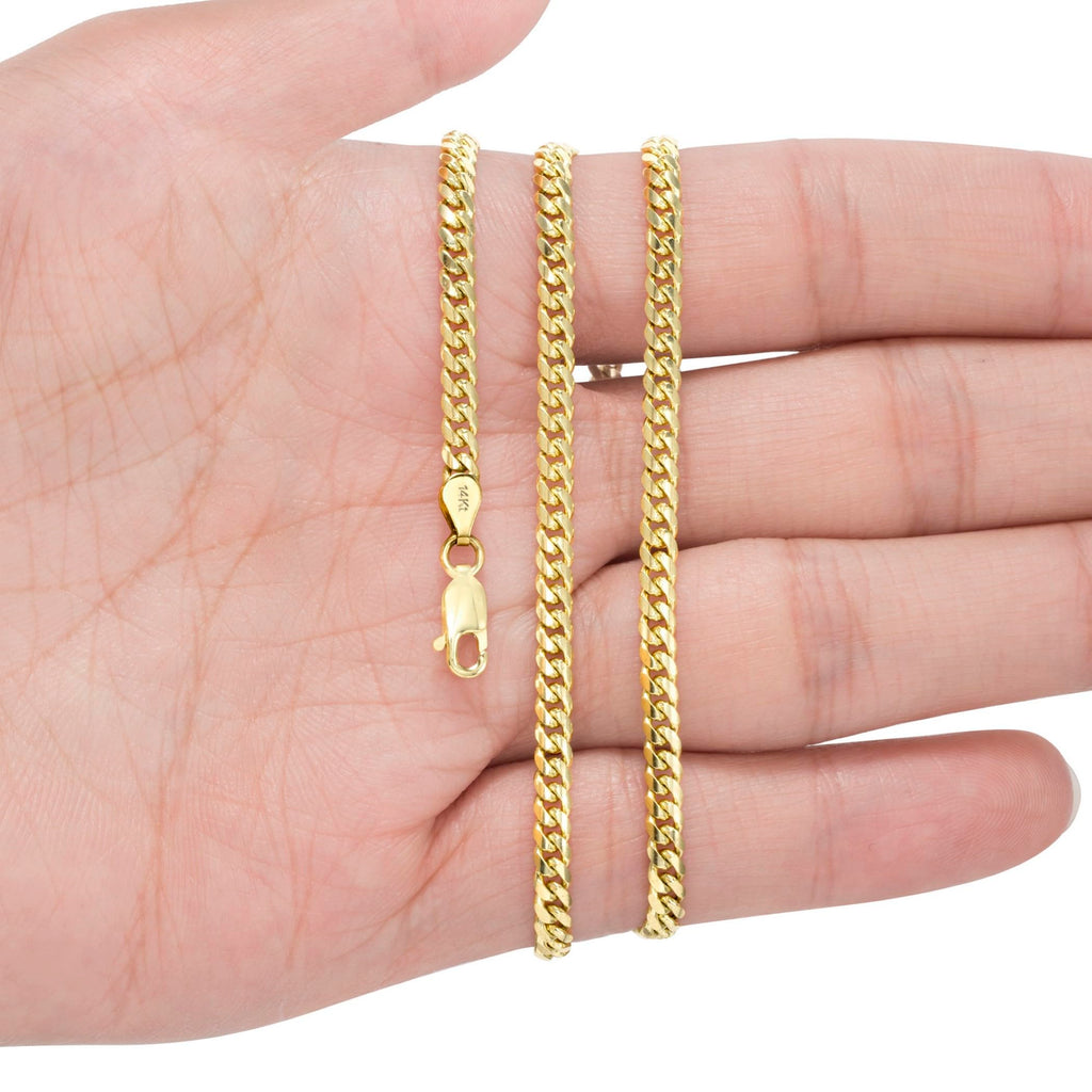 14K Yellow Gold Cuban Link Chain Necklace K4355