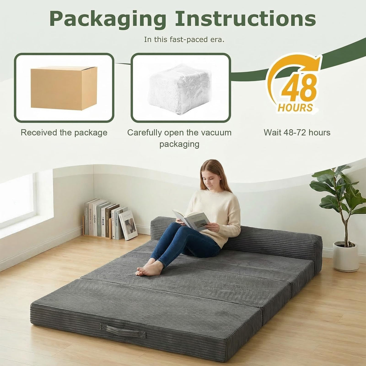 6 inch Tri-Folding Full Size Grey Mattress Y9374