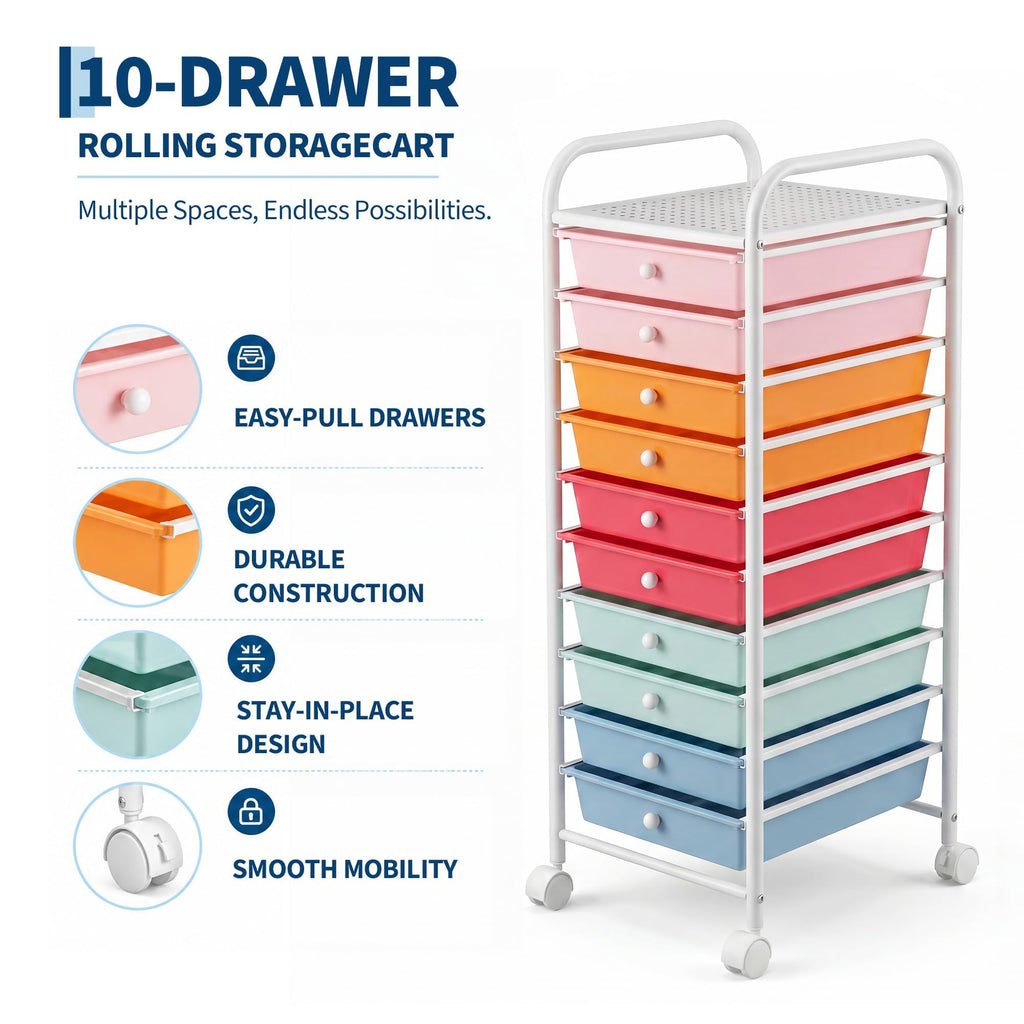 10 Drawers Rolling Storage Cart Y331