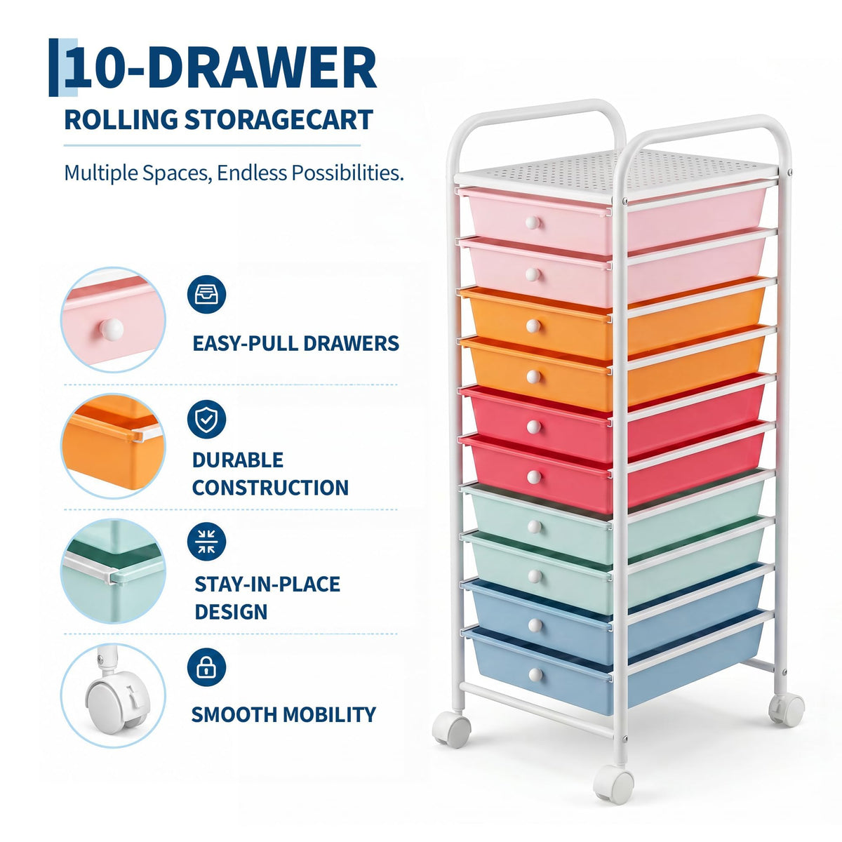 10 Drawers Rolling Storage Cart Y331
