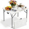 34" Folding Card Table Heavy Duty Plastic Square Table with Handle and Lock E760