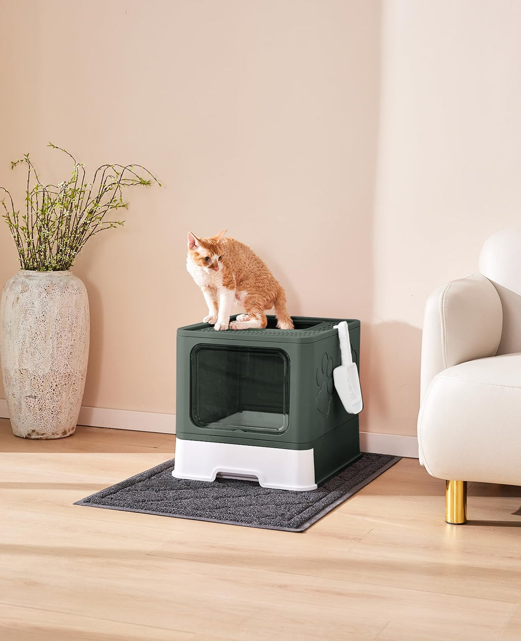 X-Large Cat Litter Box with Litter Mat and Scoop M7757