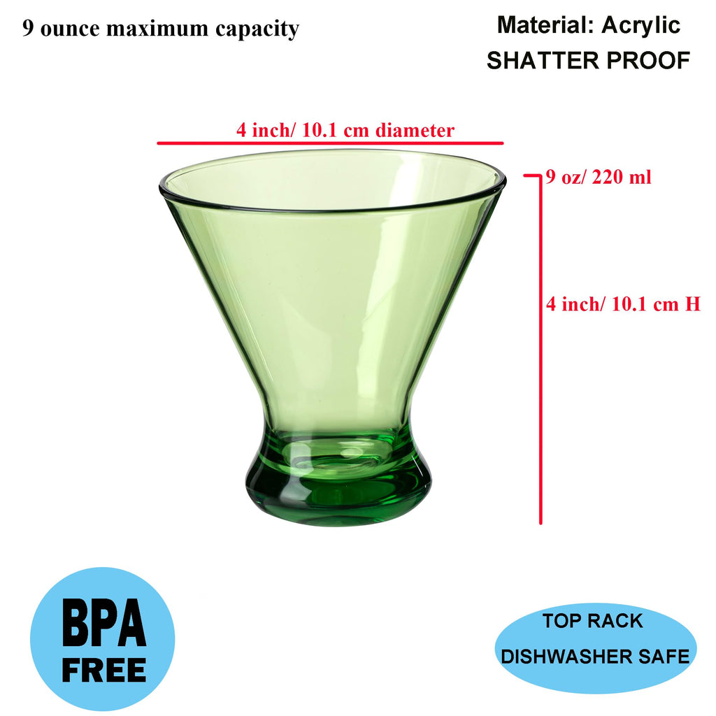 9 oz Acrylic Stemless Martini Glasses, Set of 6 Multicolor X22202