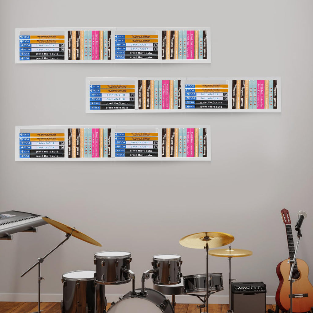 34 Inch White Metal CD Storage Shelf N589
