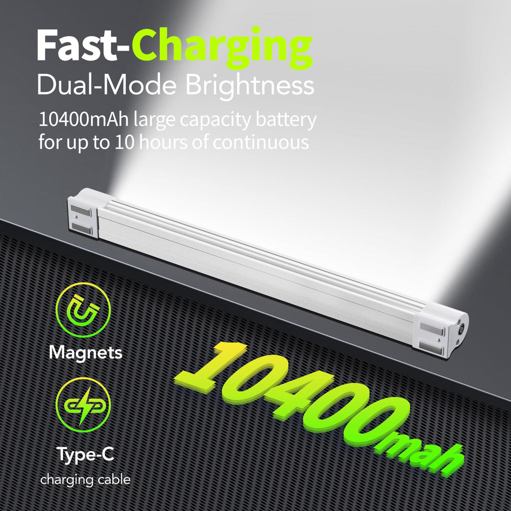 LED Tube Magnetic Work Light 6000Lumens 10400mAh USB Rechargeable G920