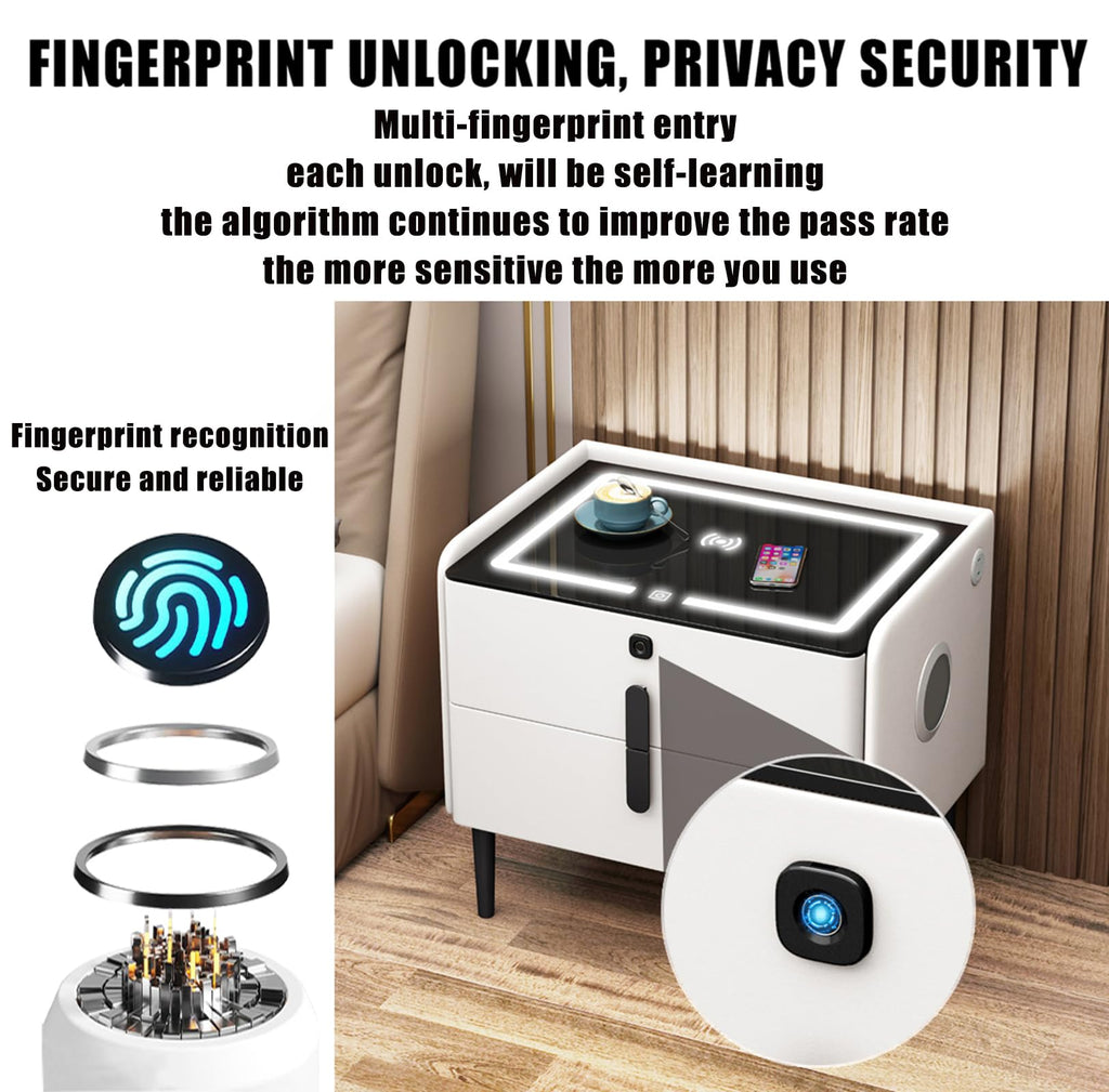 Khaki 3 Drawer Smart Nightstand with Wireless Charging E644243