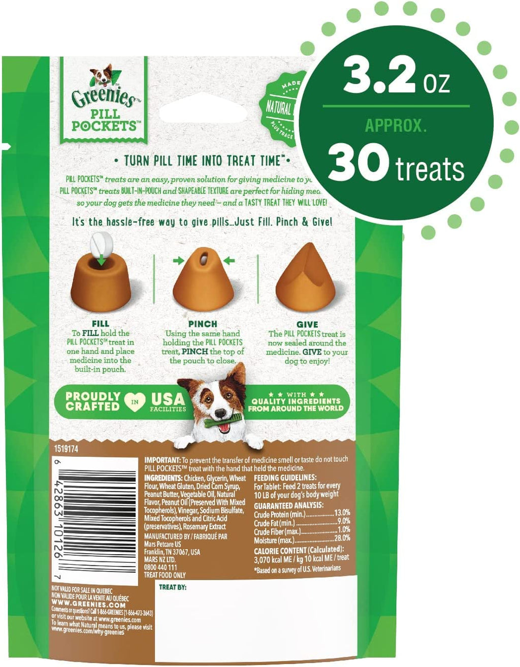 Real Peanut Butter Flavor Dog Treats 9.6 Ounces M739