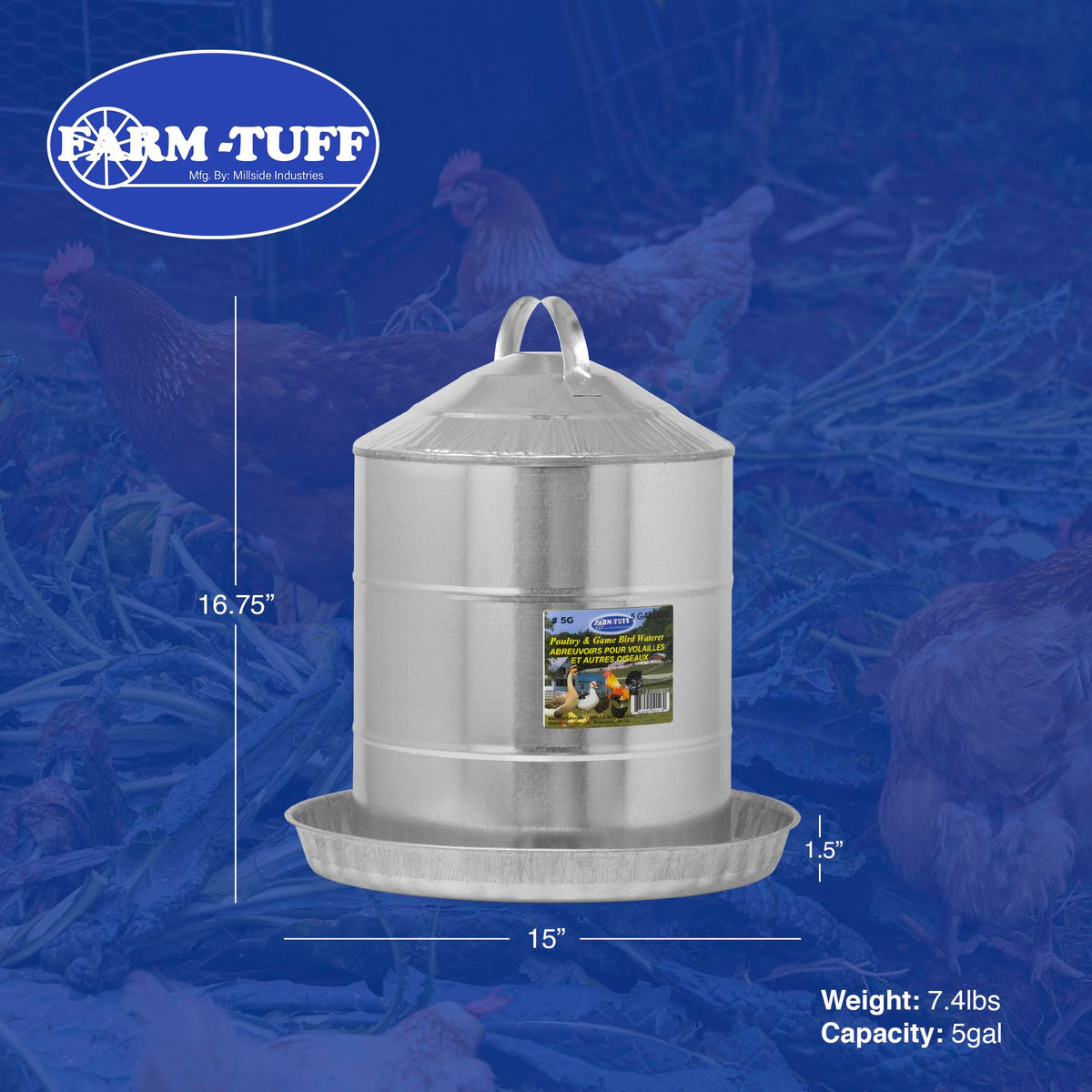 Galvanized 5 Gallon Poultry Waterer M320048