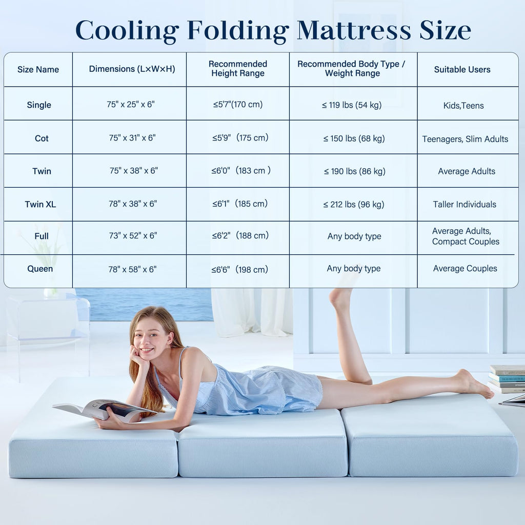 6 Inch Cooling Memory Foam Folding Mattress X94630