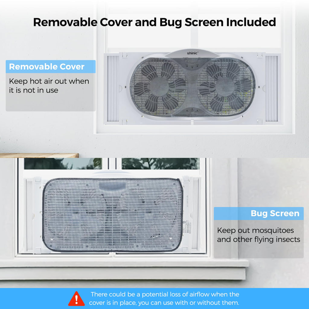 Twin Window Fan with Remote Control, Reversible, 9 inch, 3 Speed F346185