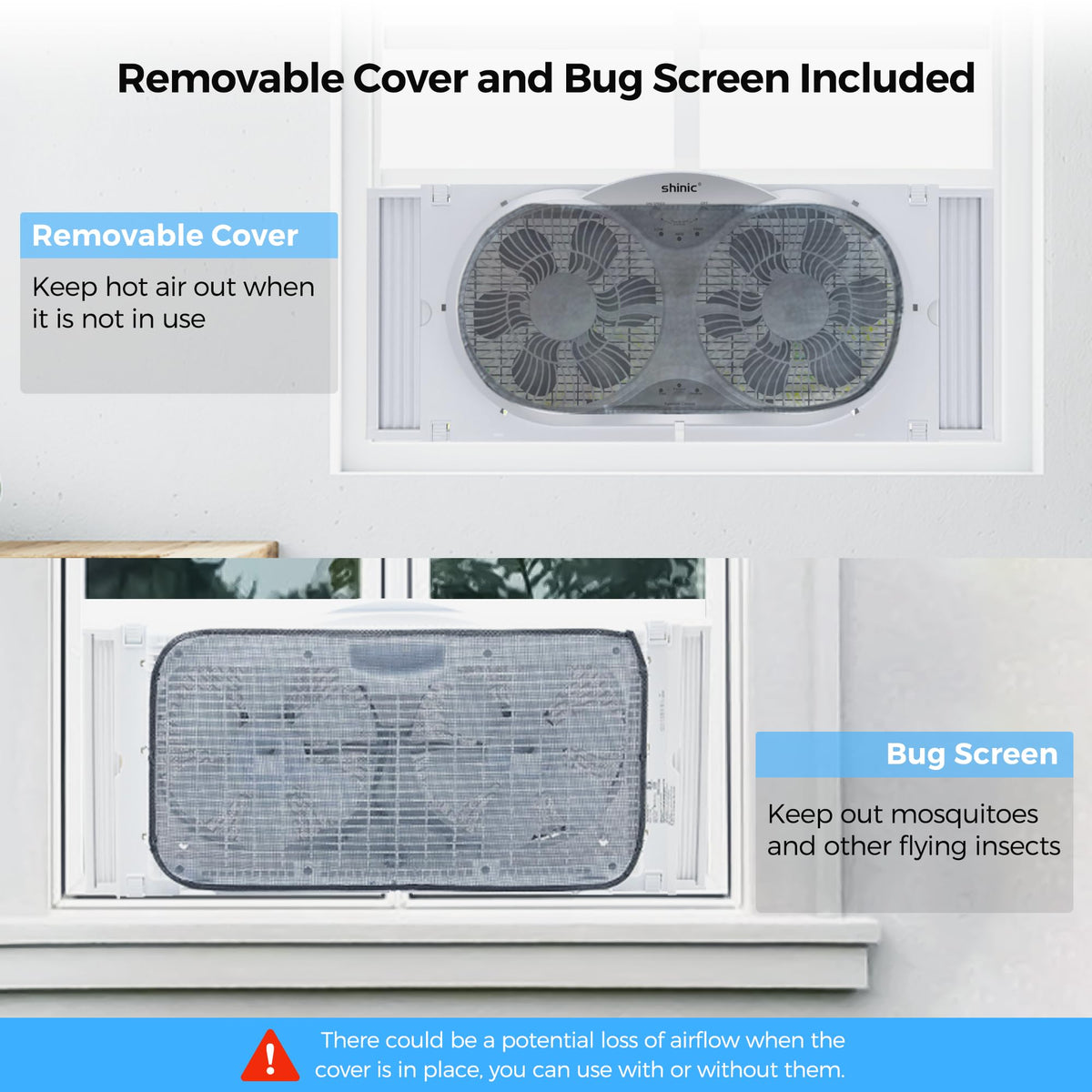 Twin Window Fan with Remote Control, Reversible, 9 inch, 3 Speed F346185