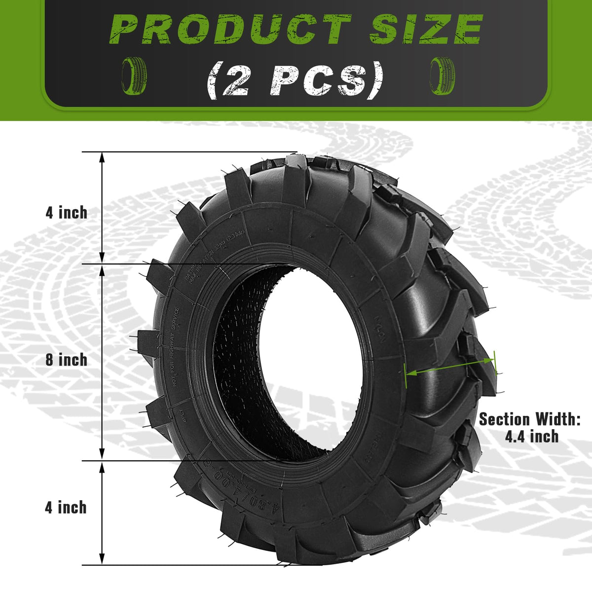 2 PCS 4.80/4.00-8 Tubeless Lawn Garden Tires R838836
