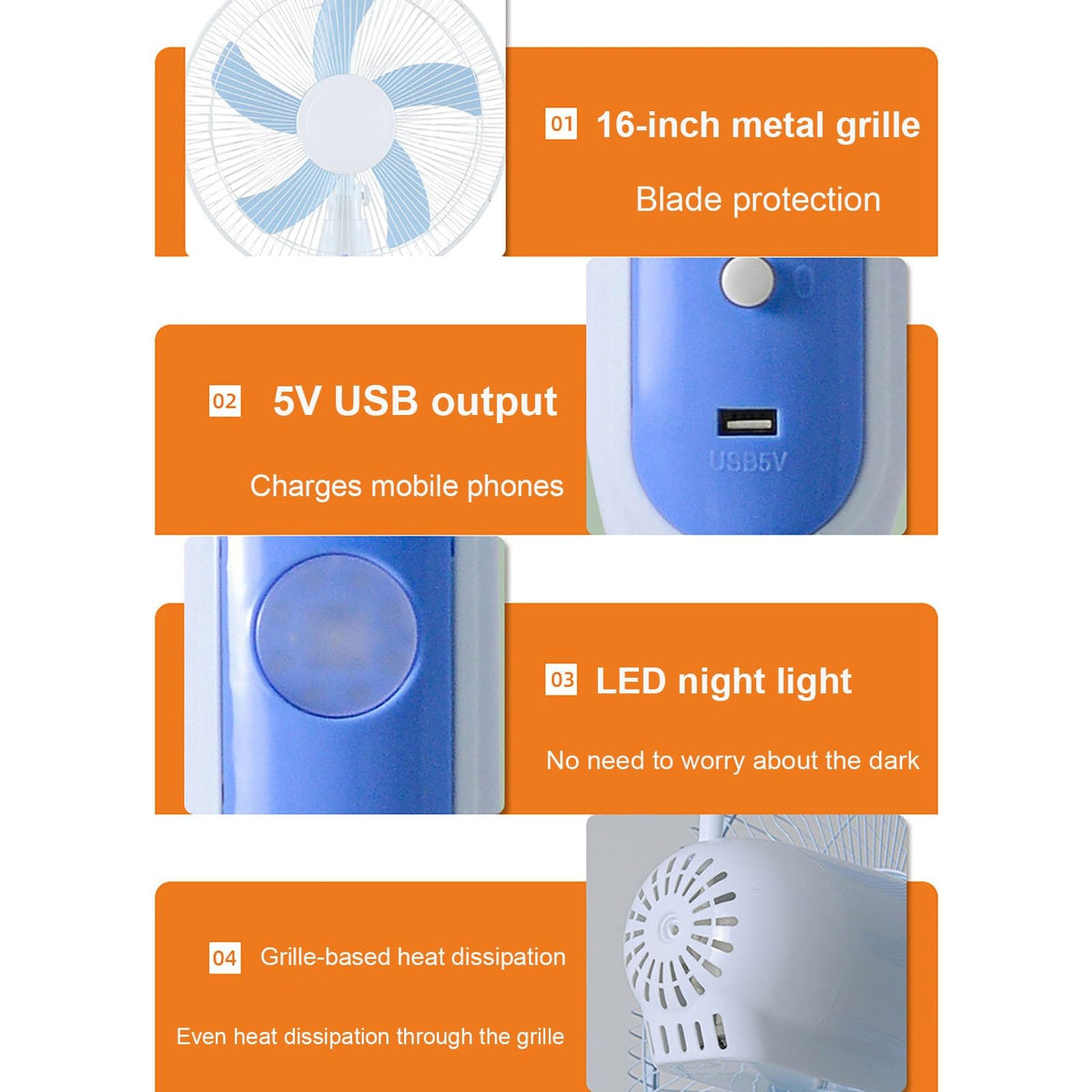 16 Inch Solar Powered Pedestal Fan with Solar Panel E9083