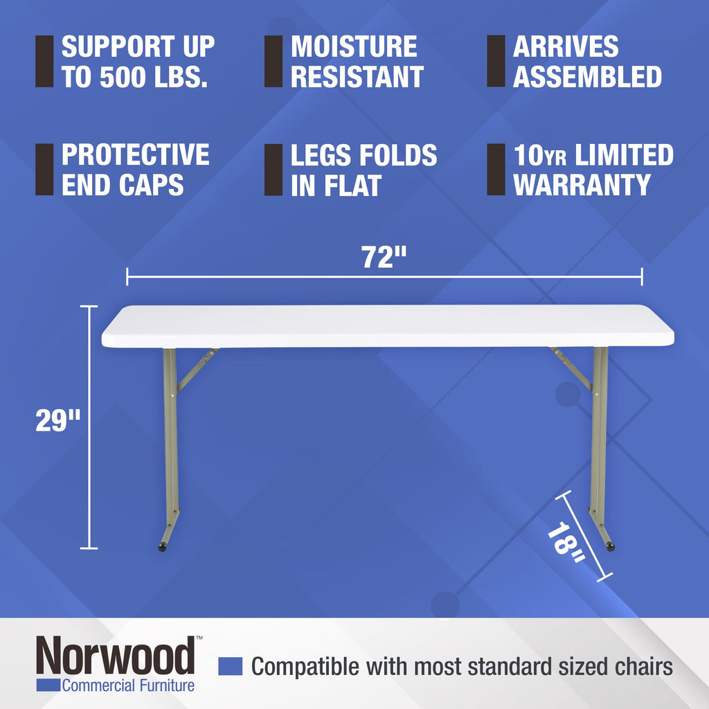 White Rectangular Blow-Molded Plastic Folding Training Table Z83087