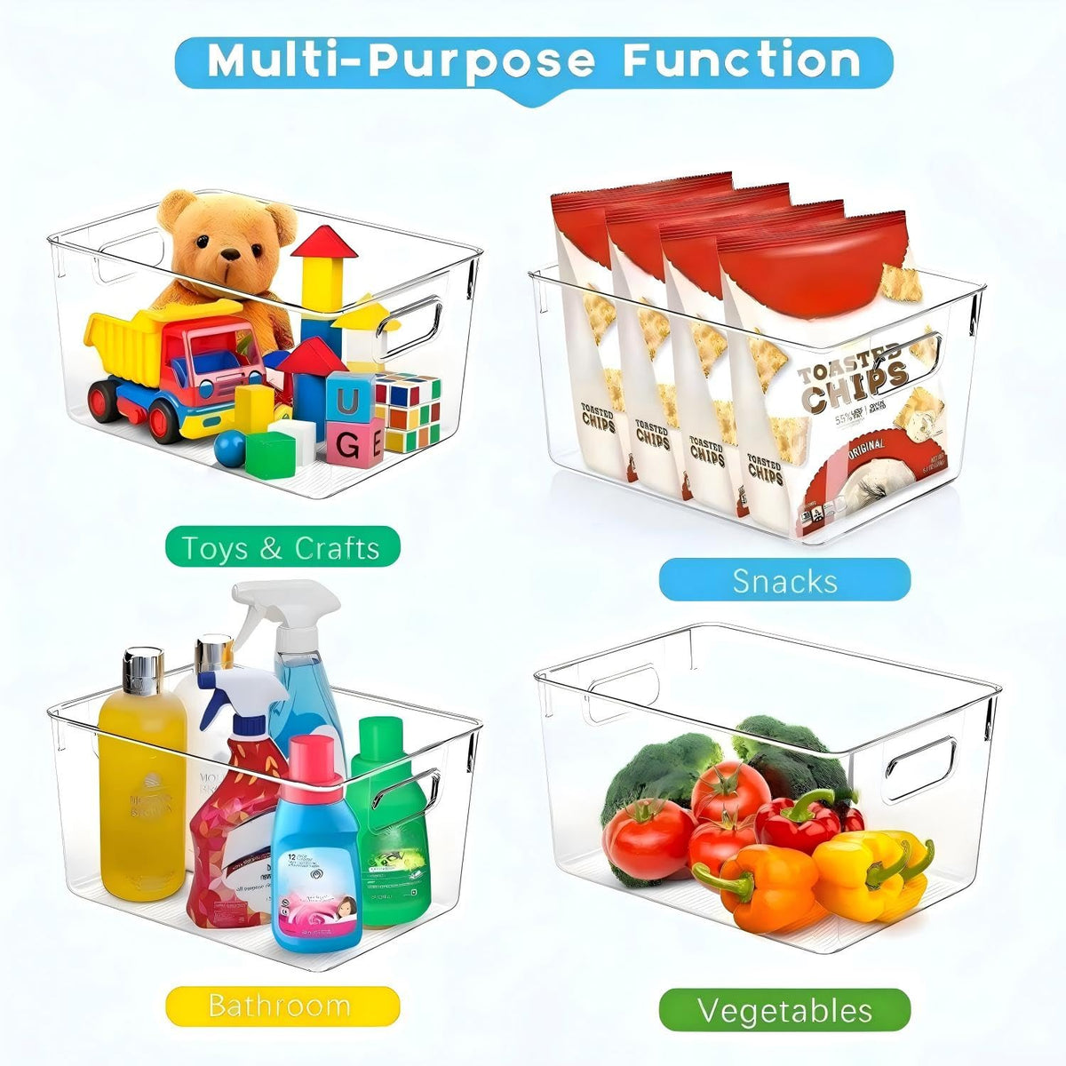 Set of 8 Clear Plastic Stackable Storage Bins O101054