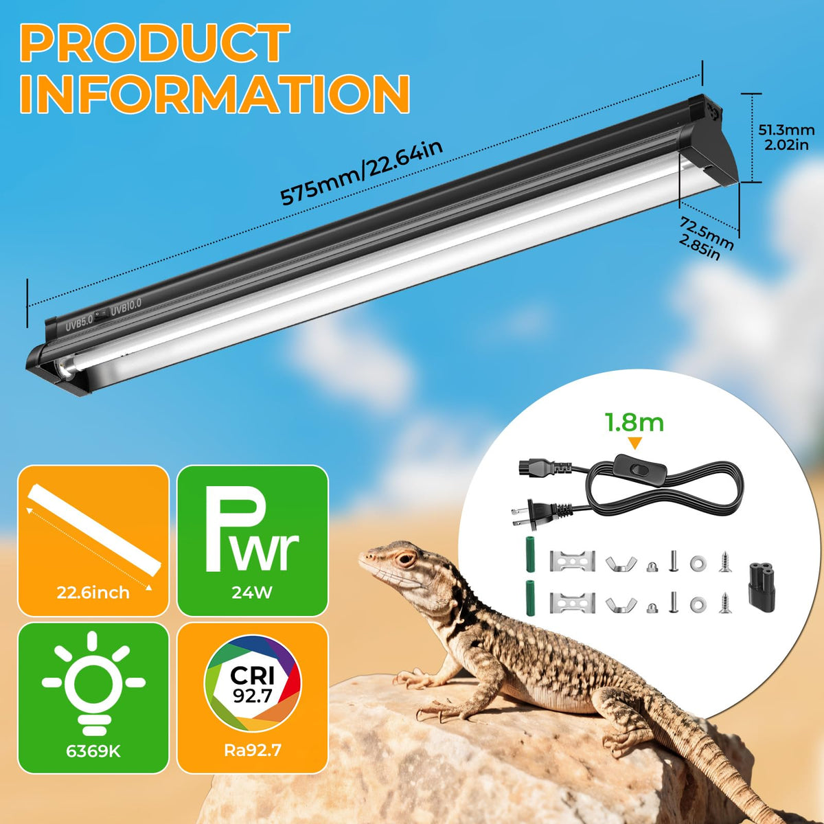 22'' 24W T5 UVB Reptile Light Combo Kit R717682