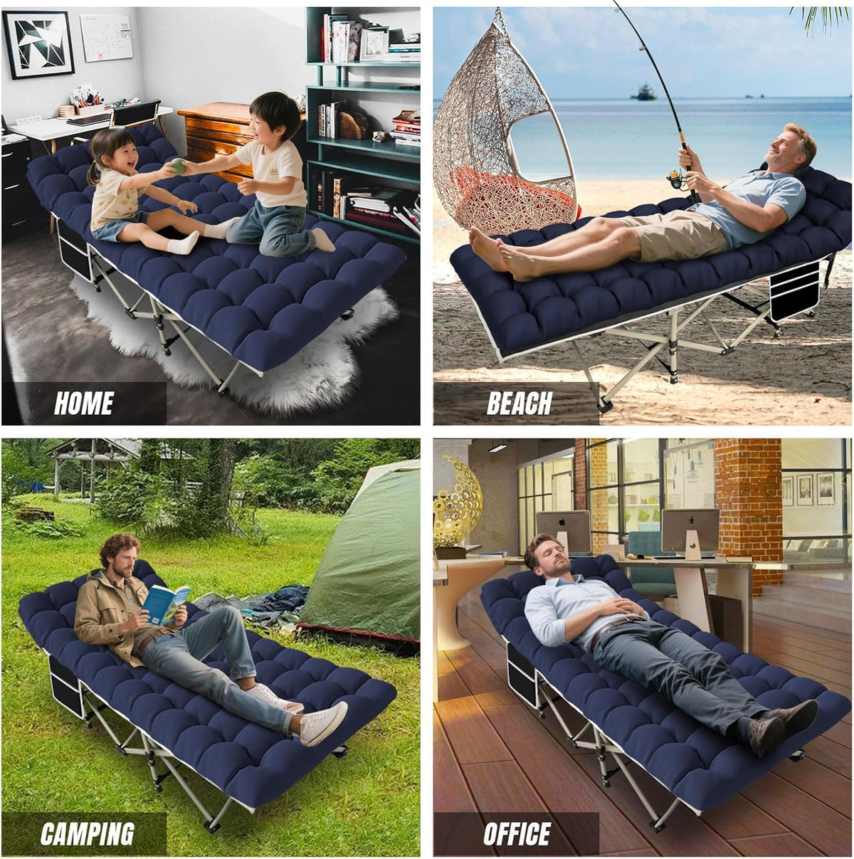 Folding Camping Cot Bed 32" Wide Oxford J539378