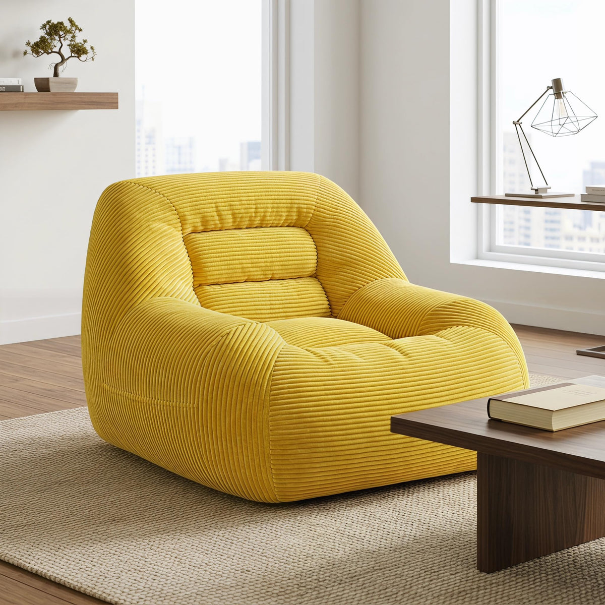 Oversized Corduroy Memory Foam Bean Bag Chair E3453