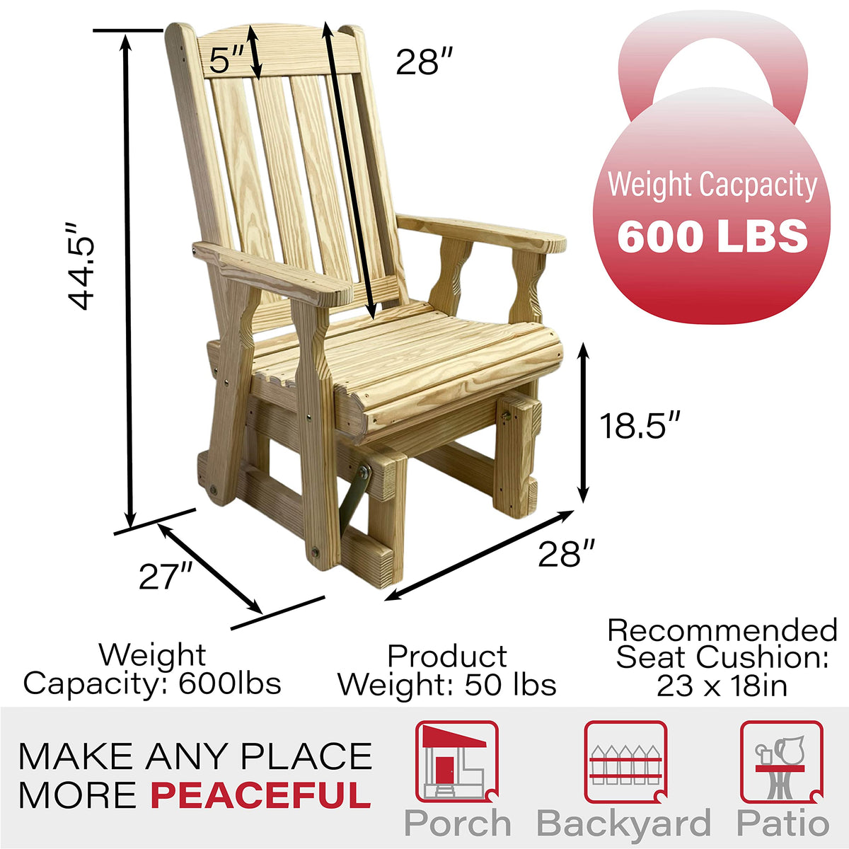 Heavy Duty 600 Lb High Back Glider Chair S118411