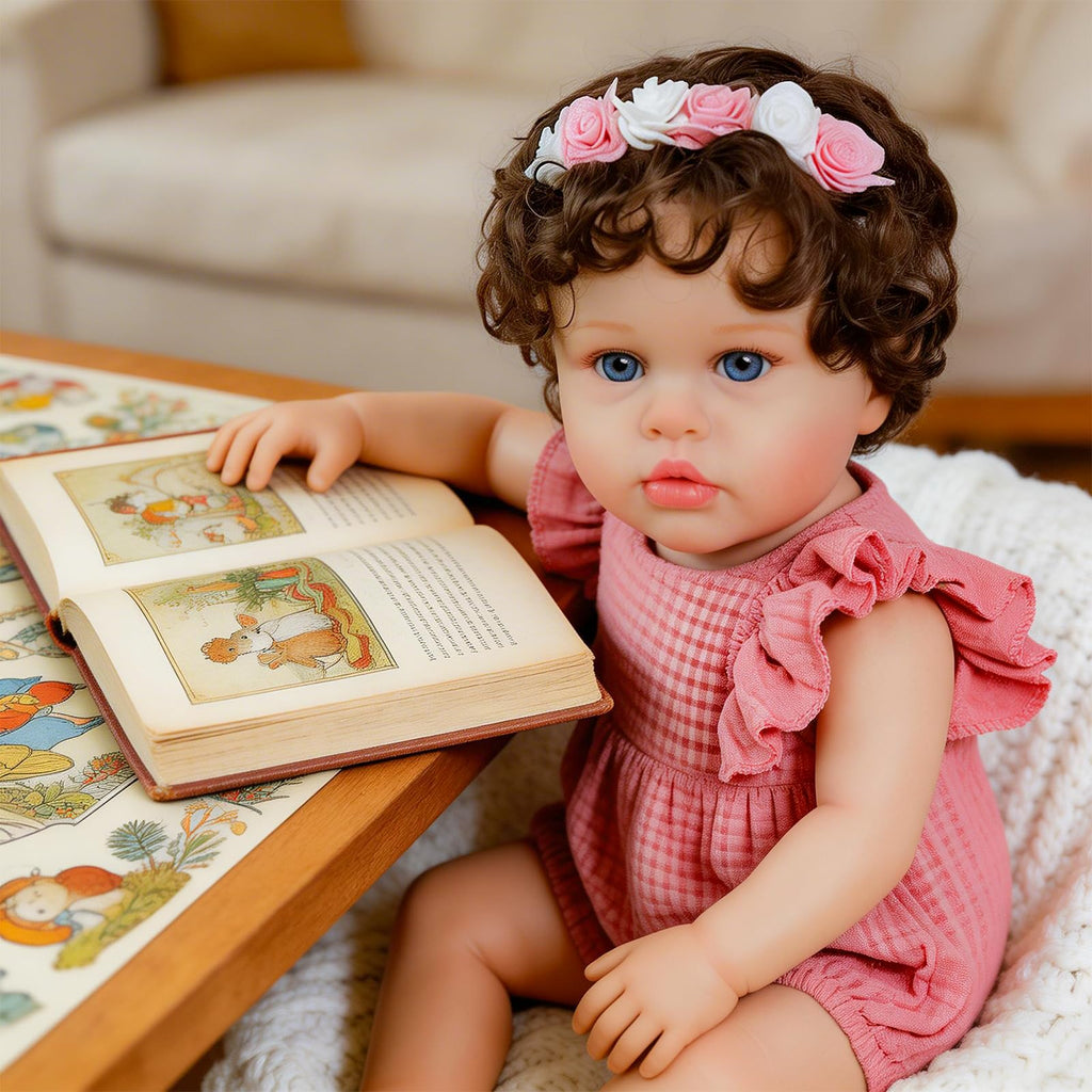 20 Inch Reborn Baby Dolls Girl with Curly Rooted Hair L74755