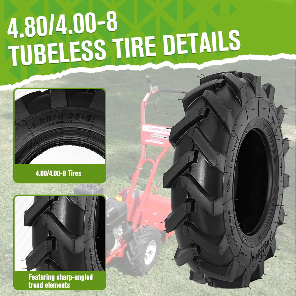 2 PCS 4.80/4.00-8 Tubeless Lawn Garden Tires R838836