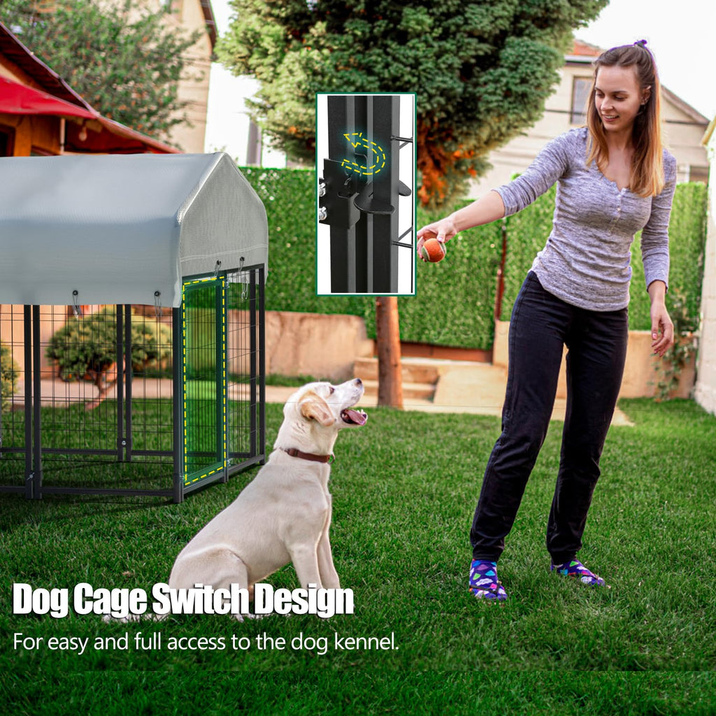 Large Heavy Duty Outdoor Dog Kennel with Roof J7057