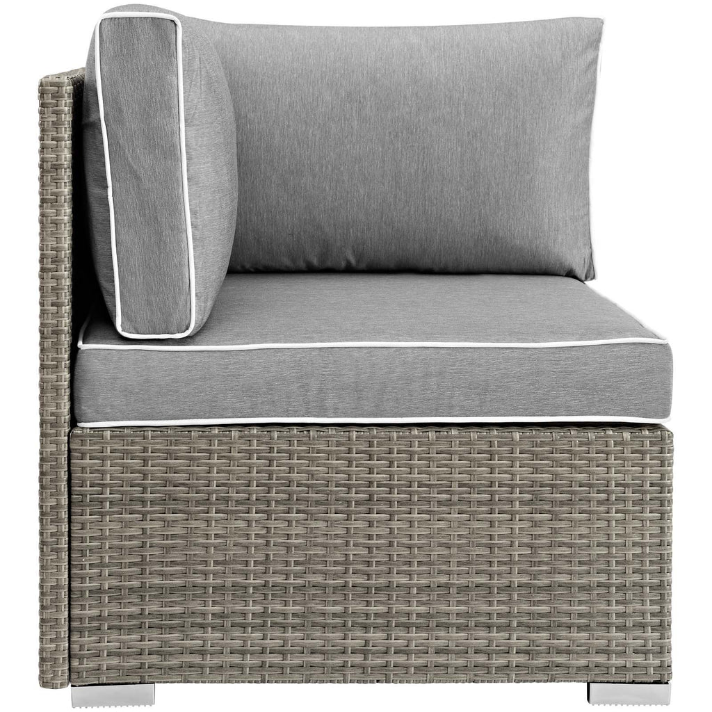 Light Gray Wicker Rattan Corner Sectional Sofa Chair with Cushions I249481