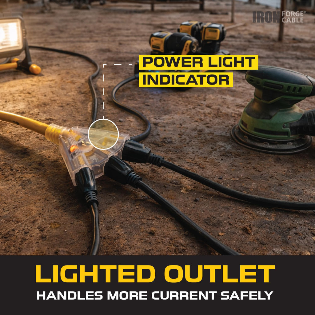 50 Foot Lighted Outdoor Extension Cord with 3 Outlets M62779